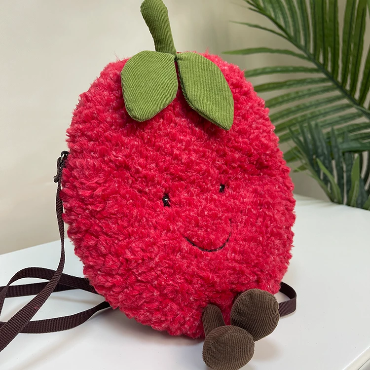 英国jellycat-欢乐草莓斜挎包22CM毛绒玩具儿童包小包包