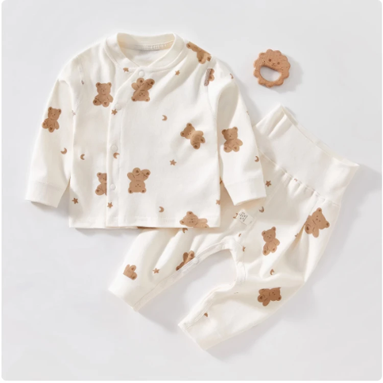 妈妈咪吖偏襟按扣宝宝高腰套装（按扣开档款）K81601