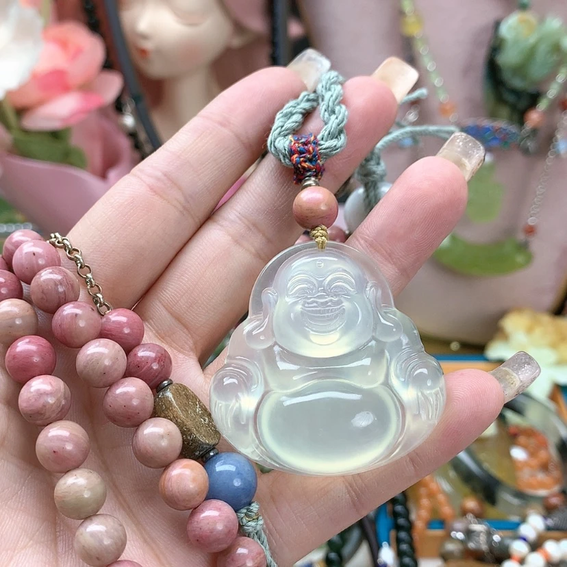 【闪购商品】蛇纹石玉吊坠合金愚*?