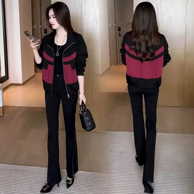 【6612款】时尚拼接洋气加厚外套女气质显瘦减龄长袖--衣长约60