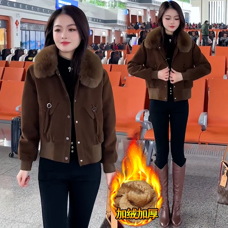 加绒加厚派克服2024年秋冬季流行新款小个子设计感棉服保暖厚外套