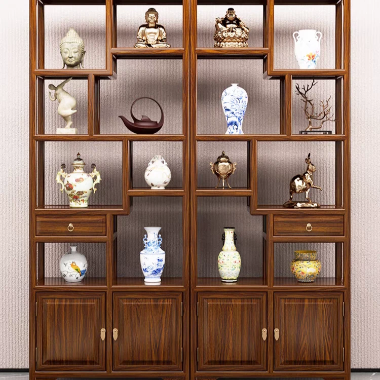 78公分新中式实木博古架小户型家用书架多宝阁展示架置物架隔断