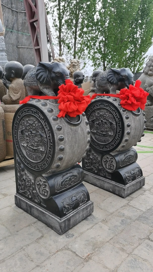 青石门墩大象抱鼓高80长40宽23包邮 不包卸货不包安装及上楼