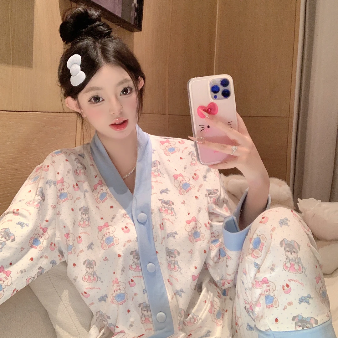 捞捞酱「椰椰小狗」原创线海岛绒日系可爱少女家居服睡衣套冬保暖