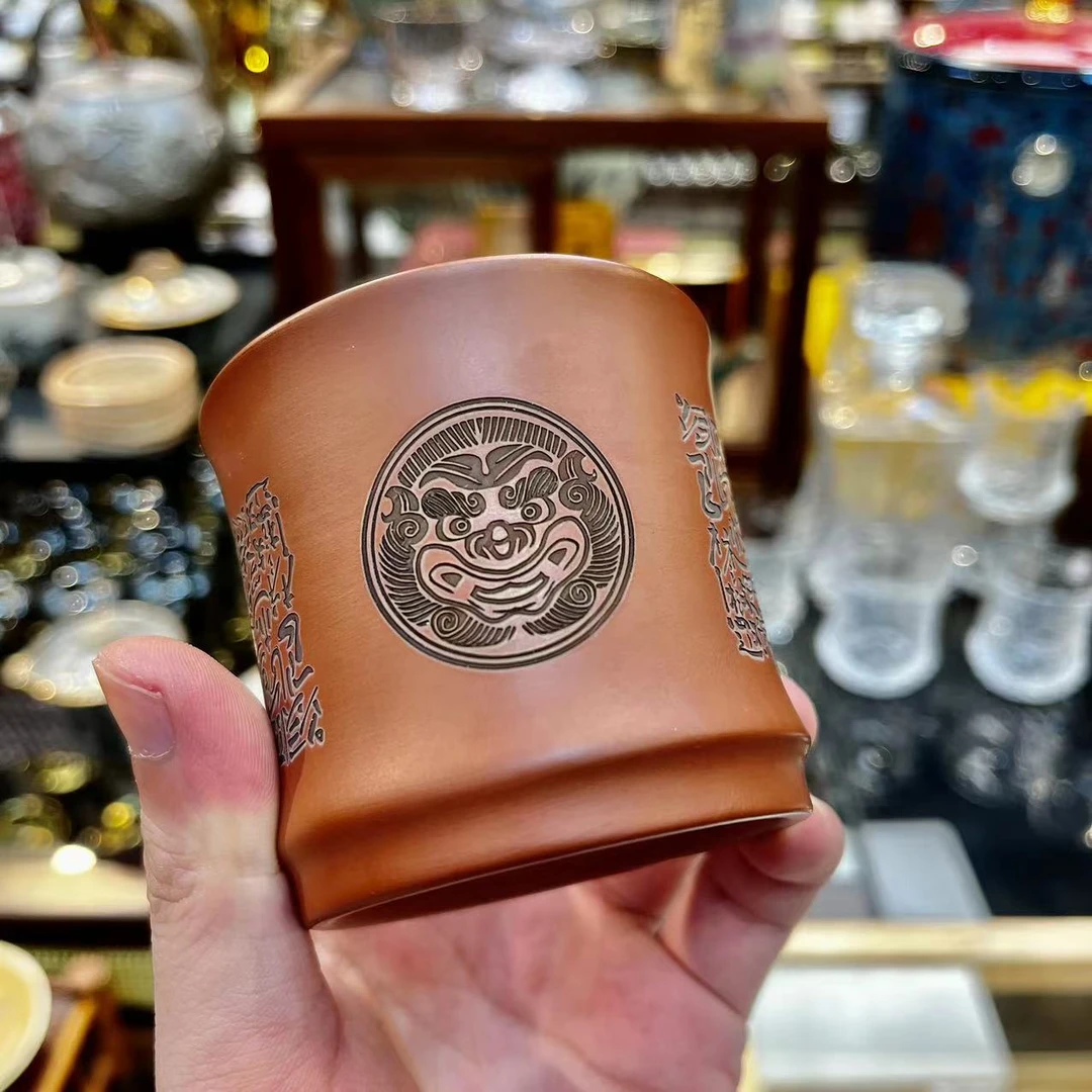紫砂竹节麒麟主人杯茶杯