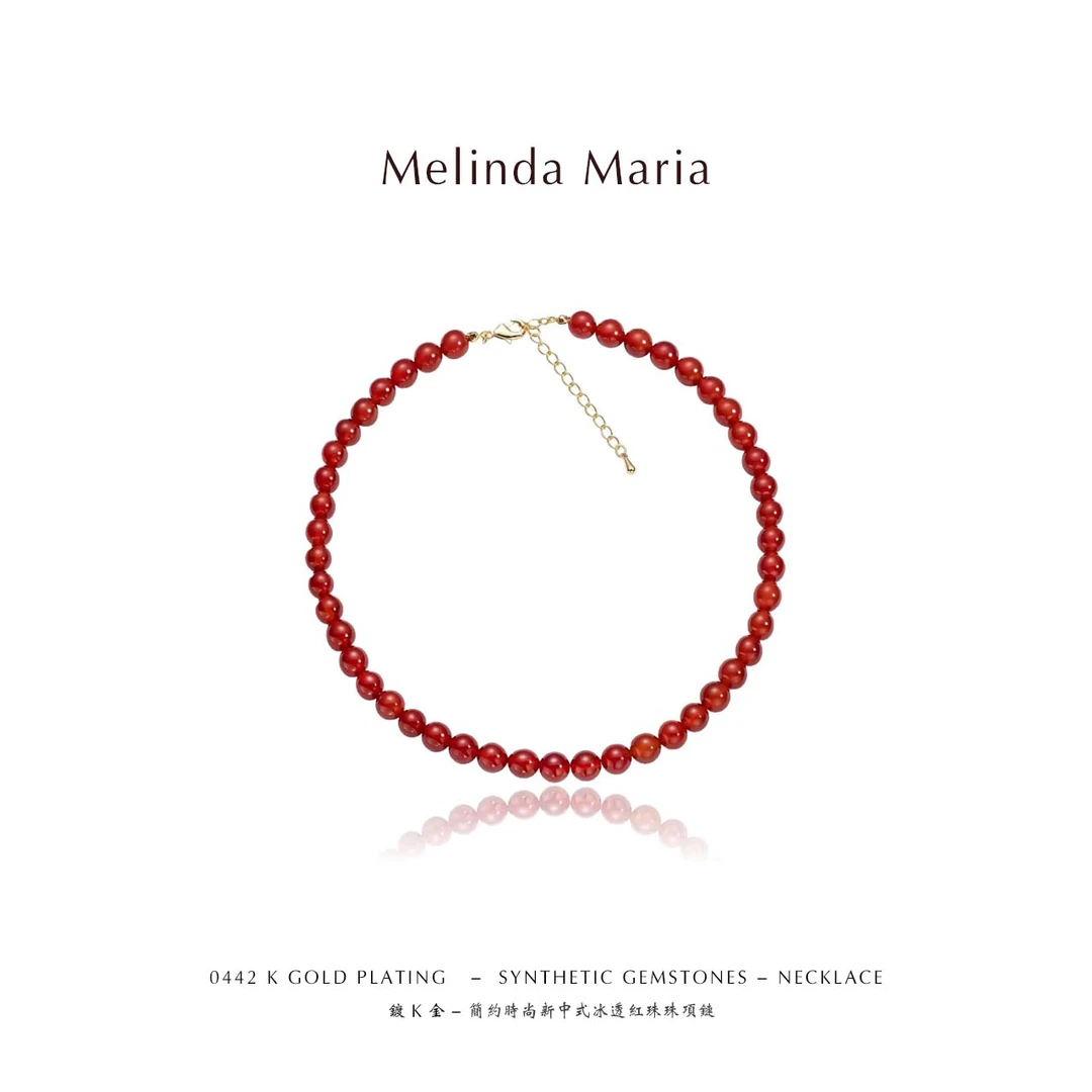 Melinda Maria 铜合金项链 简约时尚新中式红珠珠项链442
