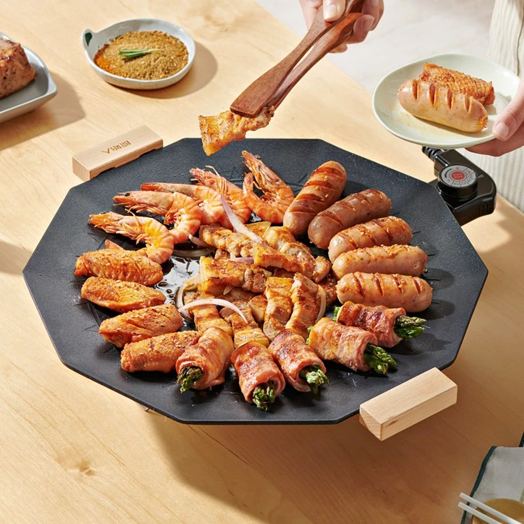 【原始人】多功能电烤盘超大家用烤盘无烟麦饭石不沾涂层韩式煎烤盘