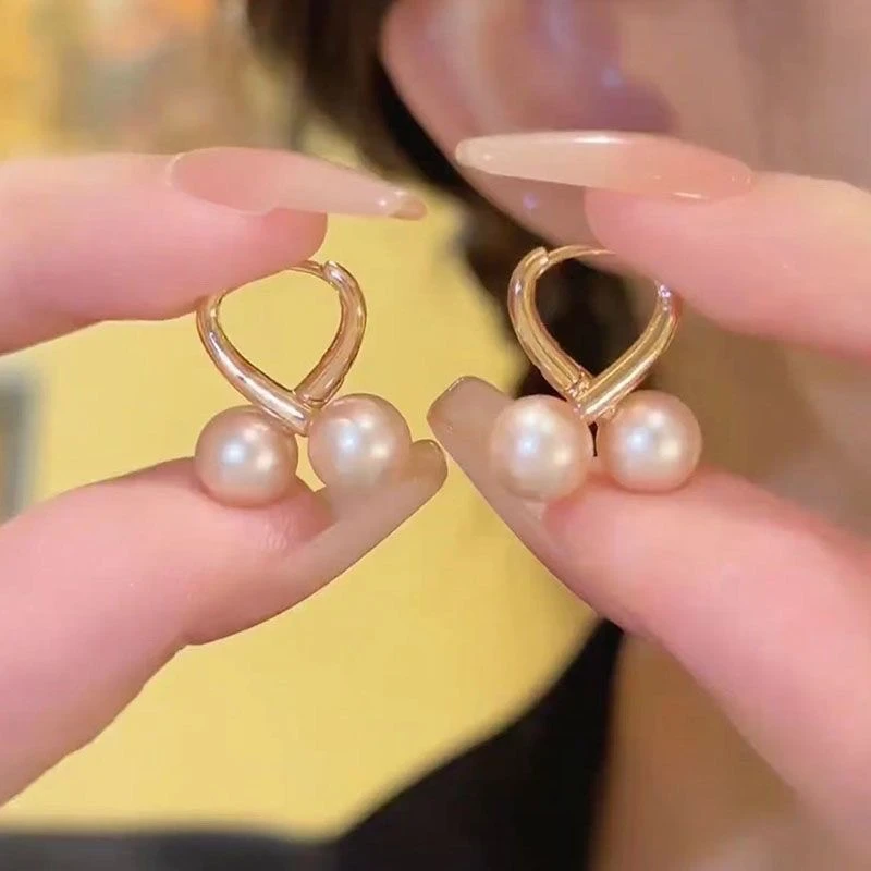 925银耳饰 微美防过敏轻奢法式耳钉珠珠耳环女小众珍珠感爱心耳扣