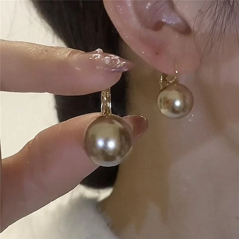 925银耳饰 高级感气质耳环法式轻奢香槟色真珠耳扣精致大气时尚百