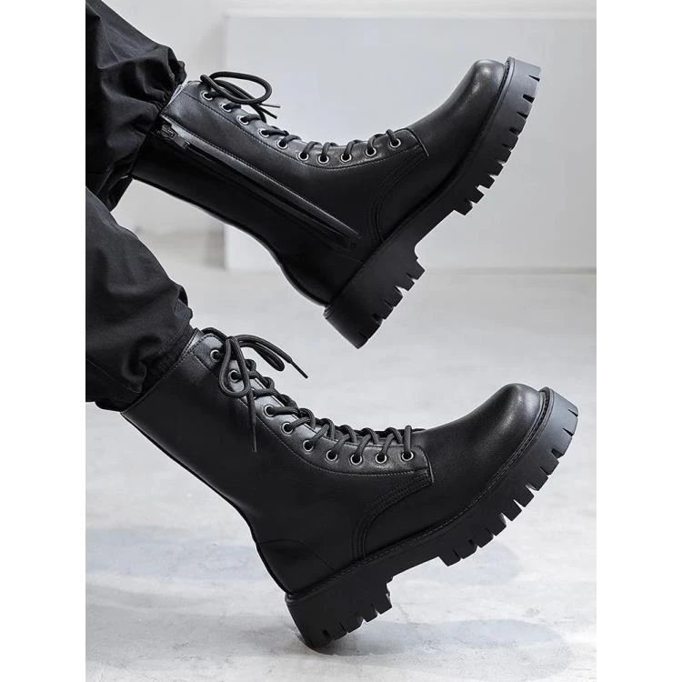马丁靴男款英伦风高帮厚底增高工装皮靴子男士高筒机车潮男靴
