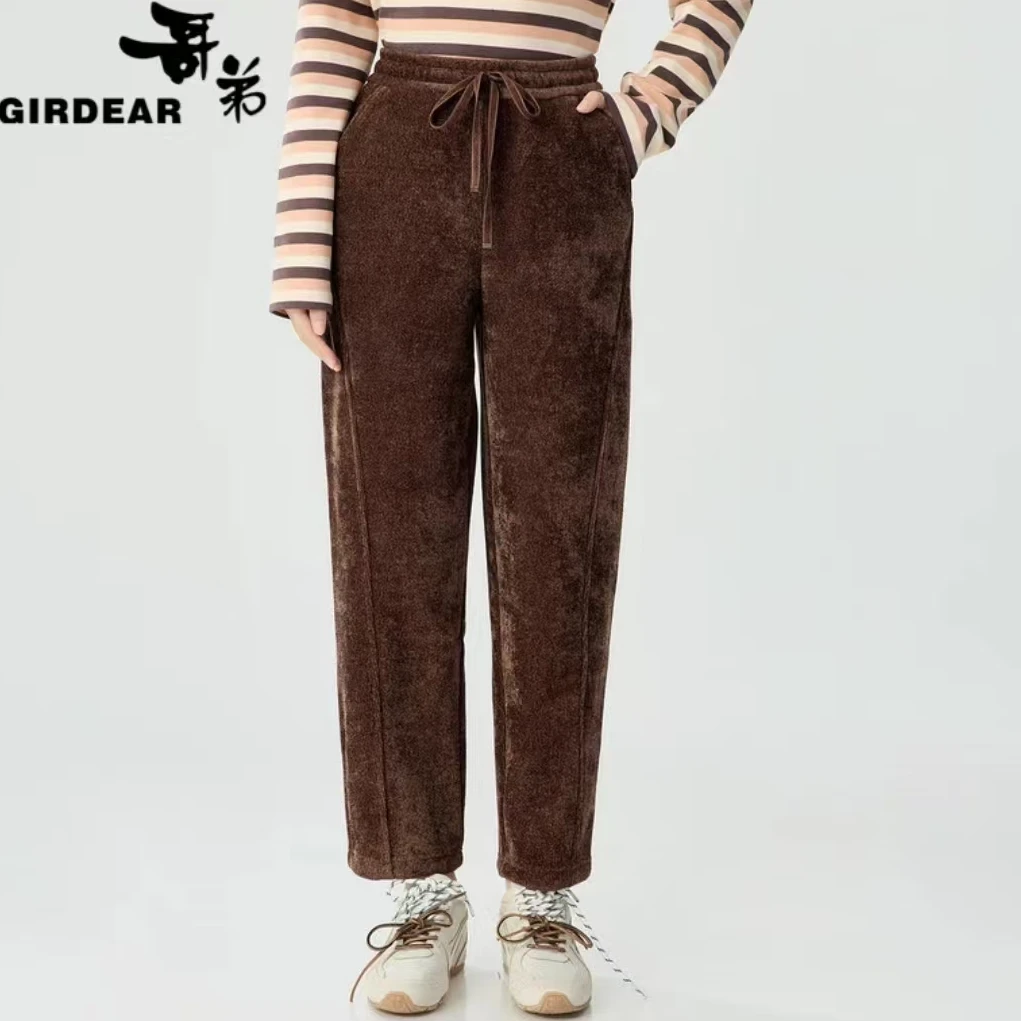 GIRDEAR/哥弟女秋冬加绒款哈伦裤运动百搭宽松时尚香蕉裤 1100480