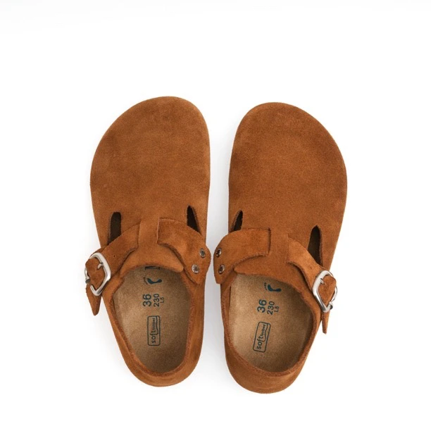 牛皮全包勃肯鞋 春秋休闲平底单鞋 女鞋软木底真皮百搭复古包头鞋