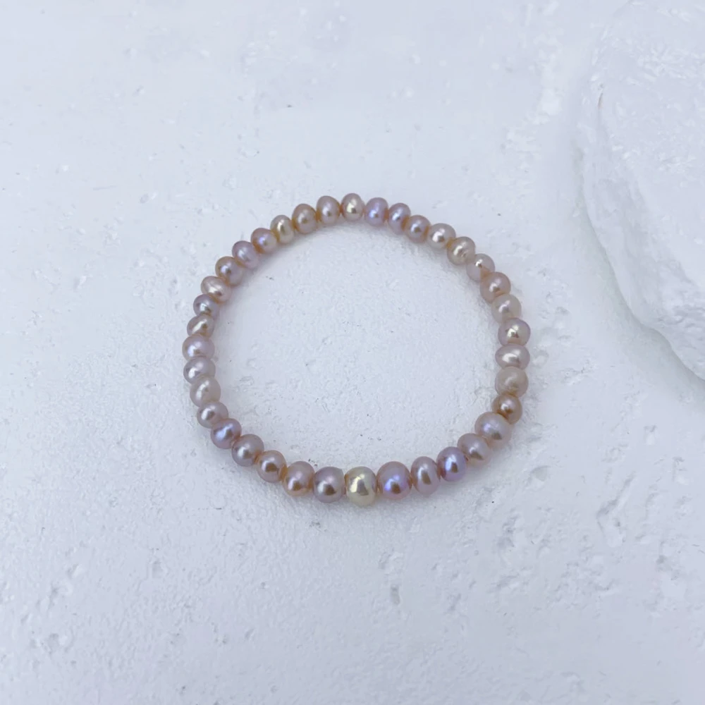 【小紫】4-5mm天然淡水无核珍珠手串气质紫色粉紫时尚百搭 DSL00622