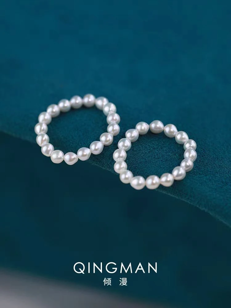 【素圈戒指】约3-4mm淡水无核珍珠戒指时尚百搭经典轻奢   DJZ00808