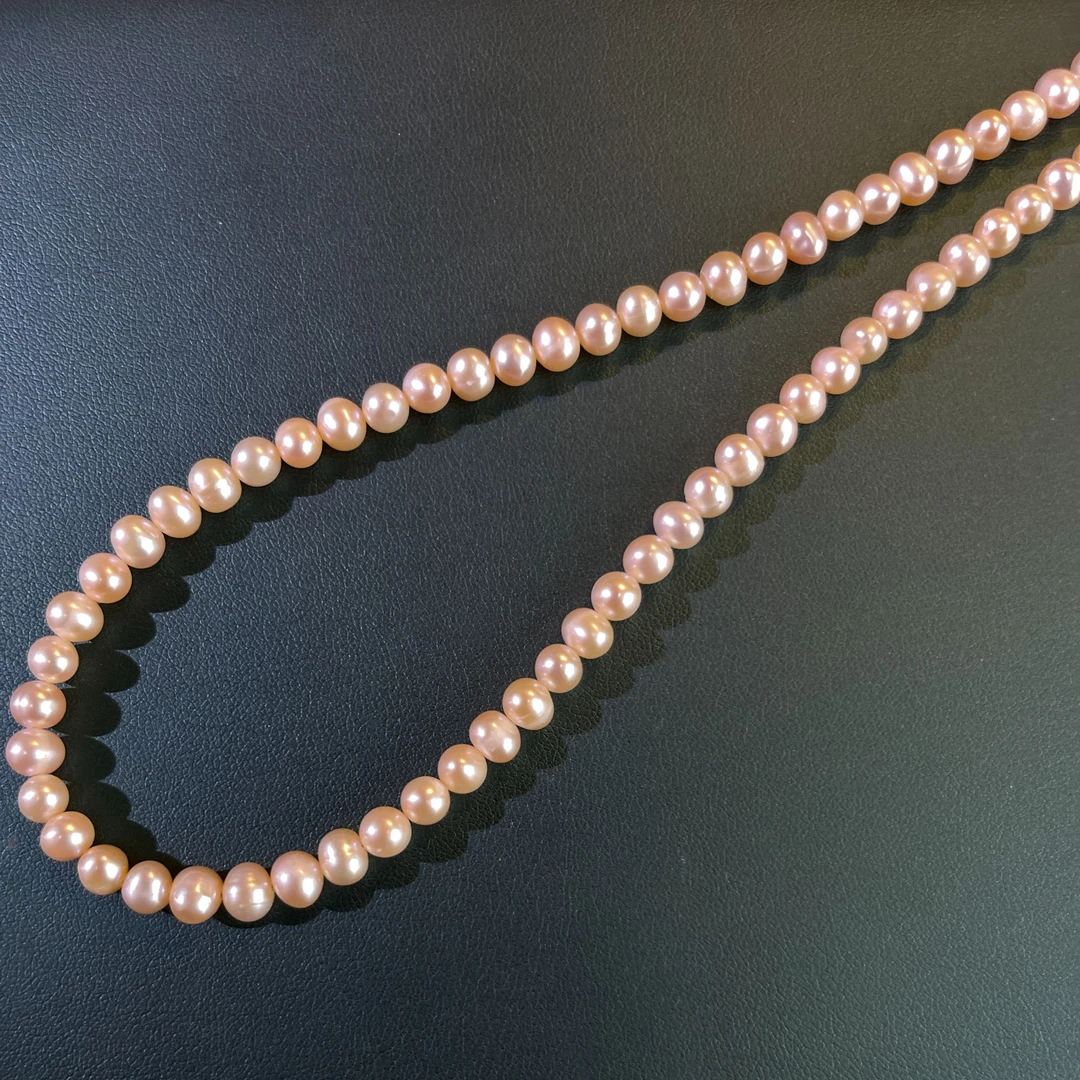 【香槟素圈项链】5.5-6.5mm925银淡水无核天然珍珠项链 XL80102SY-1