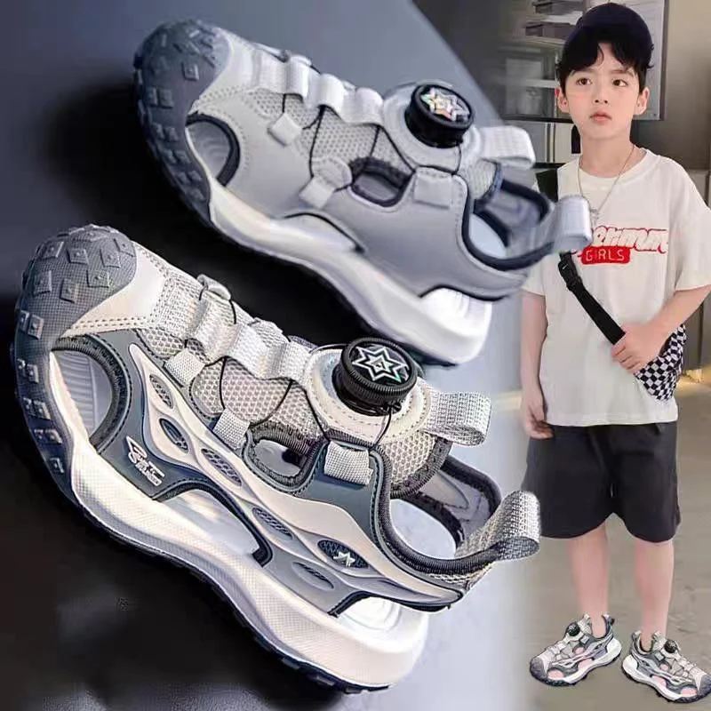 ABC男童凉鞋包头夏季2024新款儿童运动沙滩鞋防滑中大童透气网面