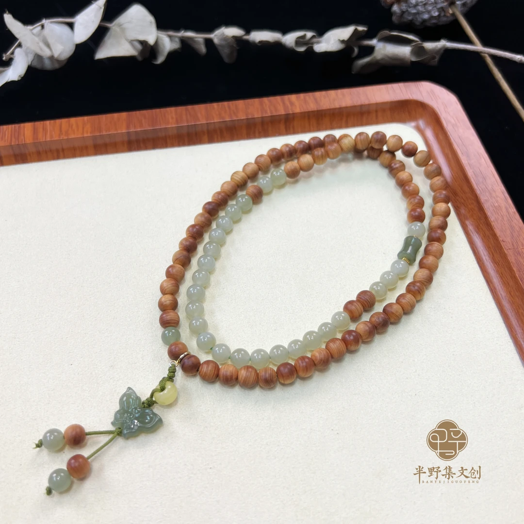 BYJ【福蝶来】天然太行高油崖柏0.6蝴蝶设计多圈原创手串