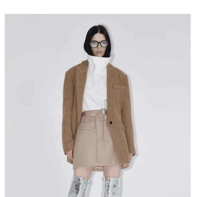 【合器里专属】ICE DUST 新款设计师品牌时尚百搭气质毛呢纯色外套