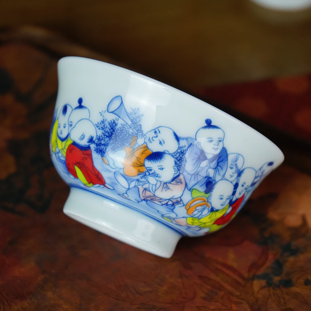 景德镇高温手工民族碗(童子）