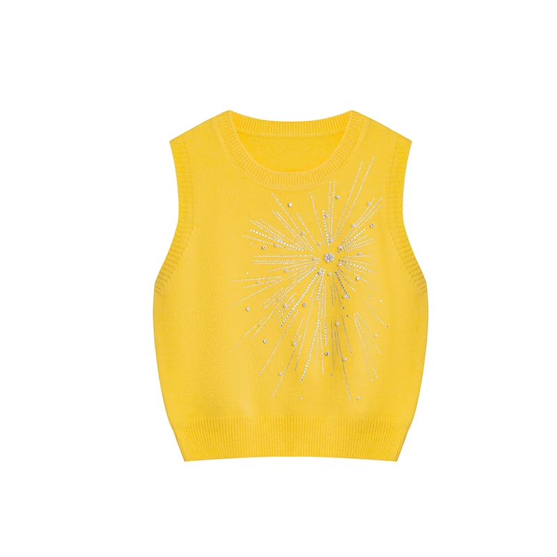 【私人高定】圆领针织亮钻时尚百搭重工针织马甲A2705