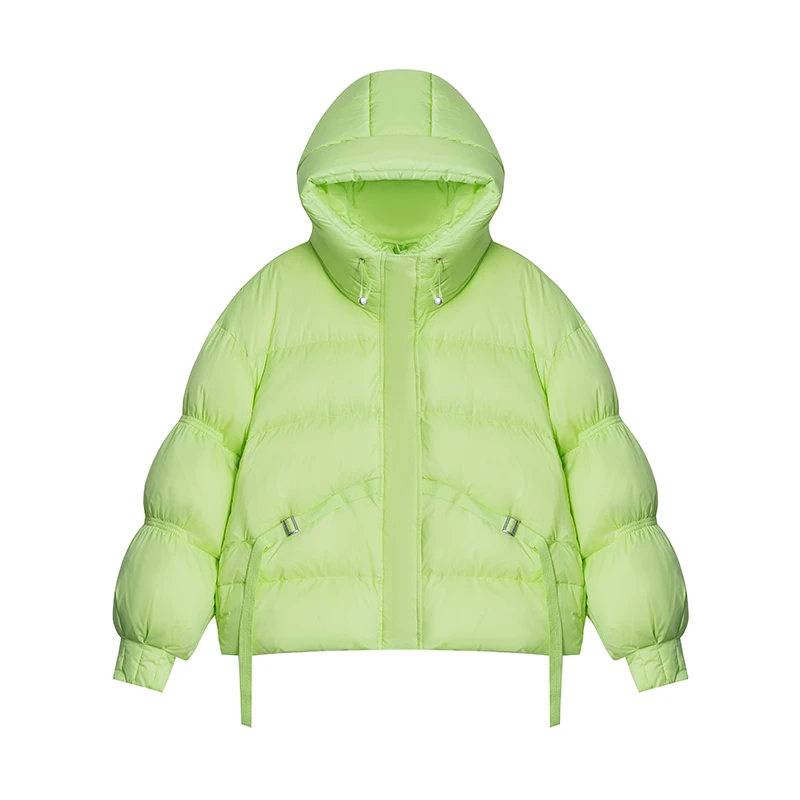 【私人高定】连帽织带松紧袖减龄时尚保暖羽绒服A2679