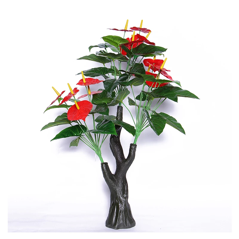 假树红掌仿真花手工盆栽植物仿真树落地绿植盆景塑料装饰大型假花