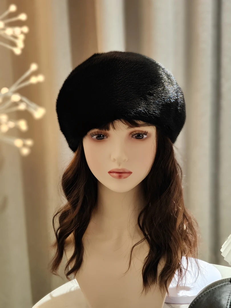 秋冬贝雷帽水貂皮草保暖休闲百搭女帽真皮逛街时尚单品贝雷八角帽