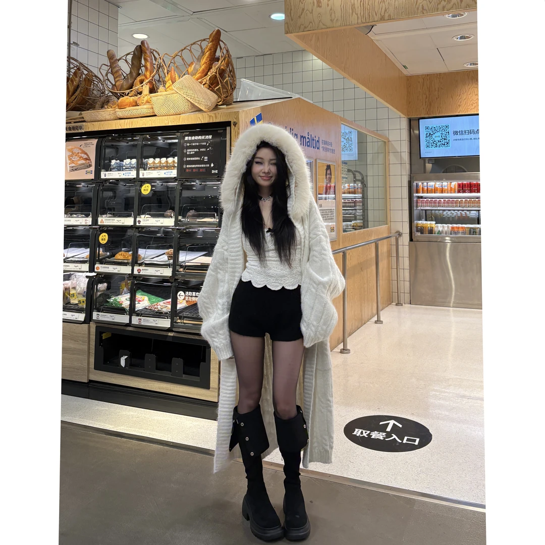 【YYUANZI】“软糯白月光”针织麻花中长款毛衣开衫外套