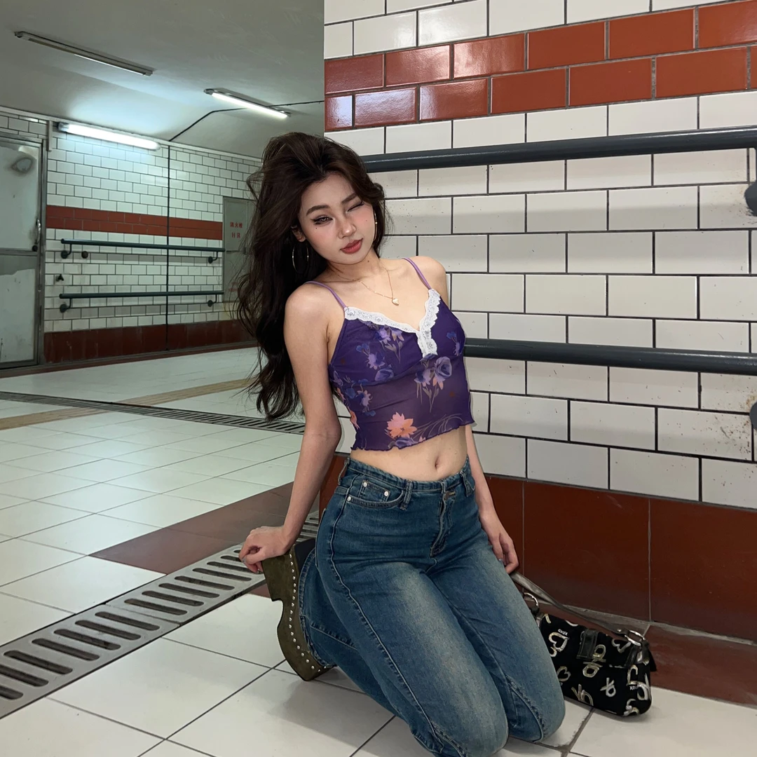 【NO退NO换】紫色韵味 性感网纱吊带 SY1131