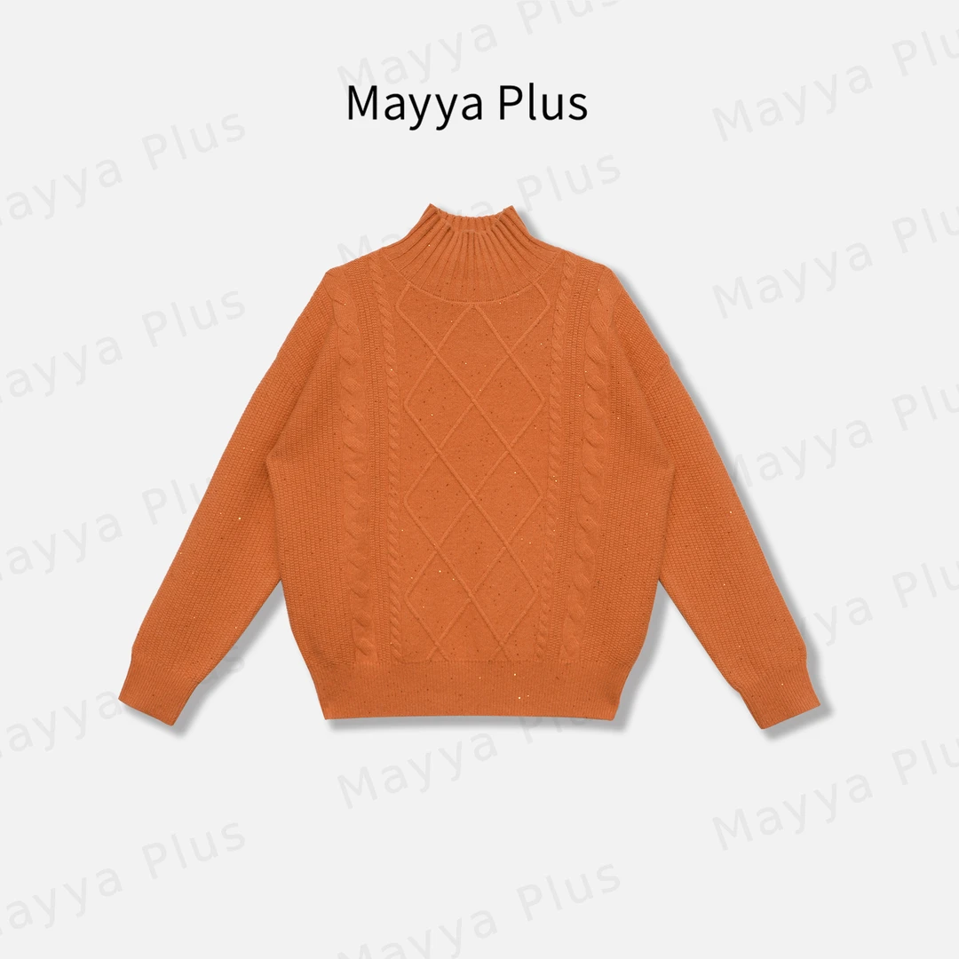 【元气满满】Mayya Plus时尚新品轻奢气质羊毛混纺毛织上衣32448121