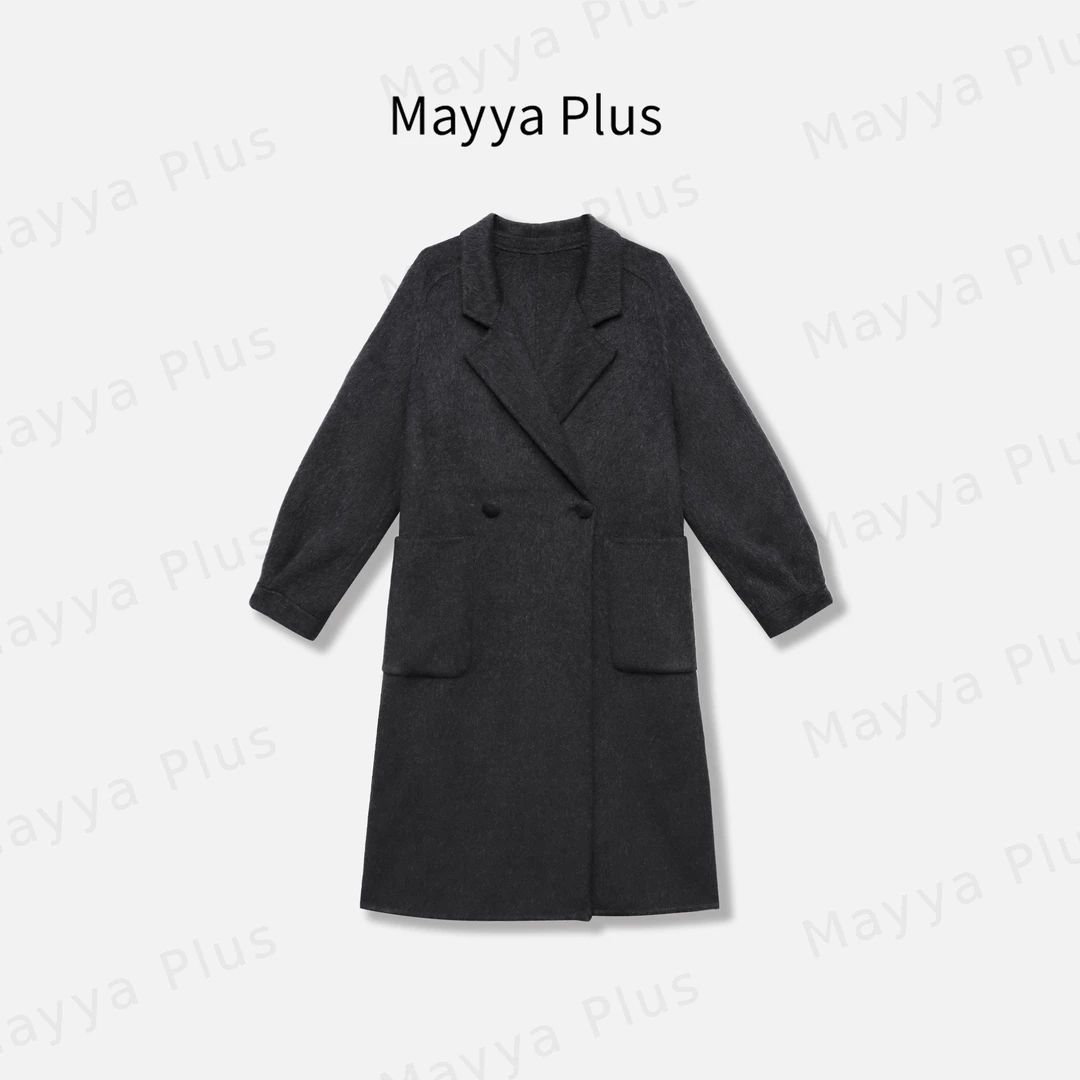 【柏林严冬】Mayya Plus时尚新品轻奢款羊毛混纺双面呢大衣32448071