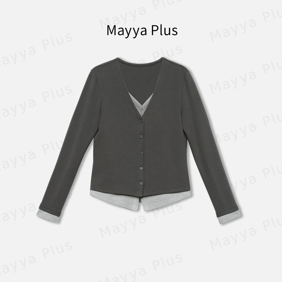 【范本】Mayya Plus麦芽定制轻奢气质显瘦百搭款针织上衣32436576A