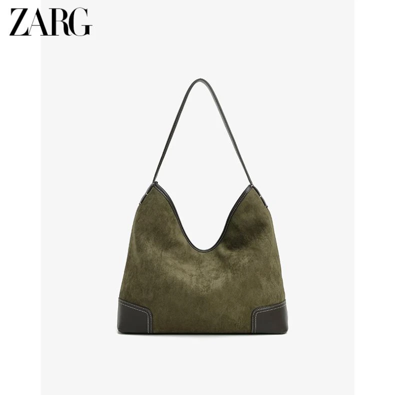 2025复古棒球苔藓绿绿拼接大托特-60272