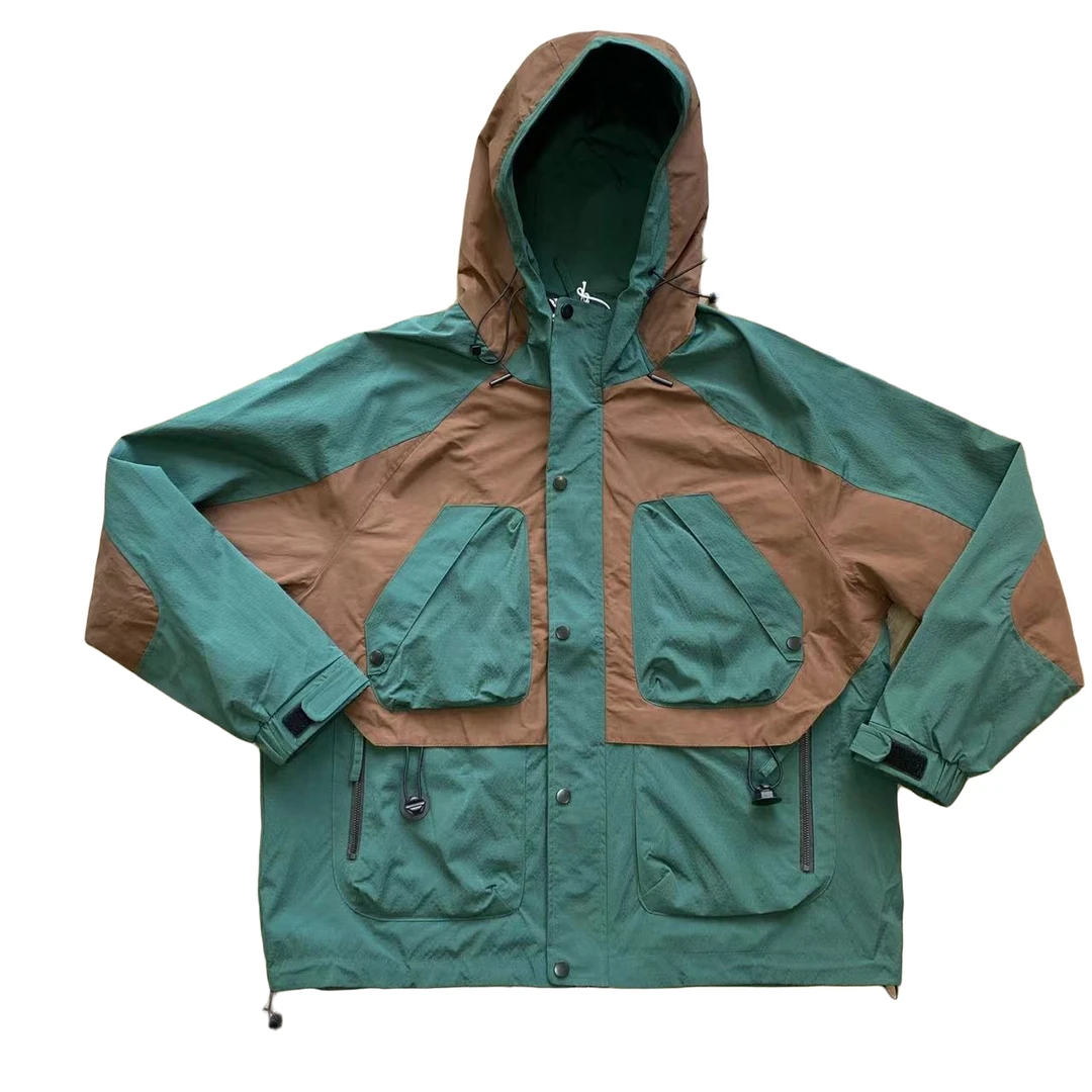 1118复古休闲拼接防风连帽工装夹克秋季新款青春时尚设计师夹克