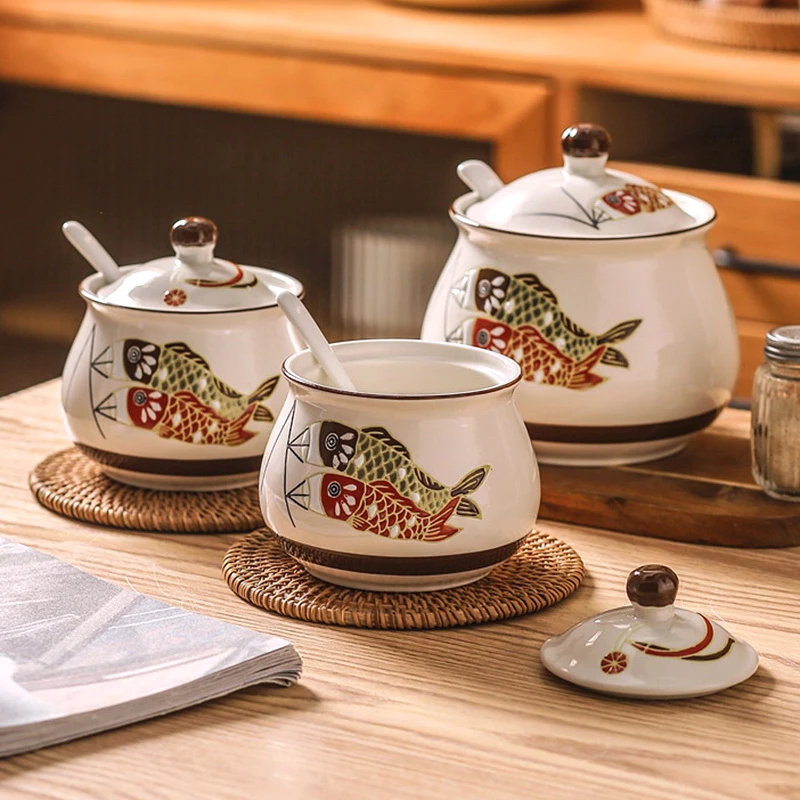 家用厨房装猪油罐陶瓷辣椒油罐耐高温油泼辣子罐盐罐辣椒罐荤油罐