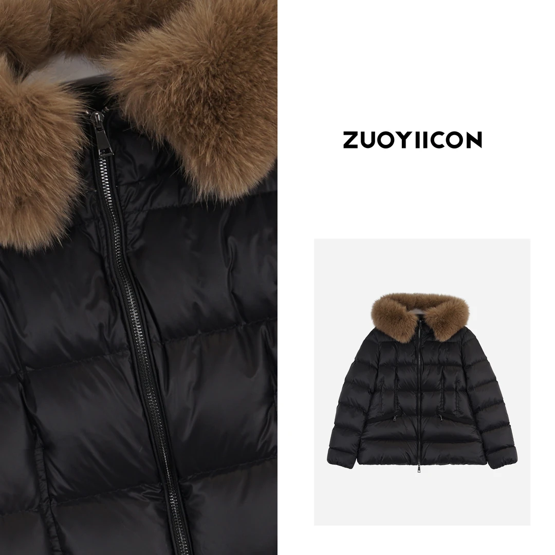 DANSO【维多利亚】白鹅绒服轻暖感可拆帽狐狸毛羽绒服外套 SW0446