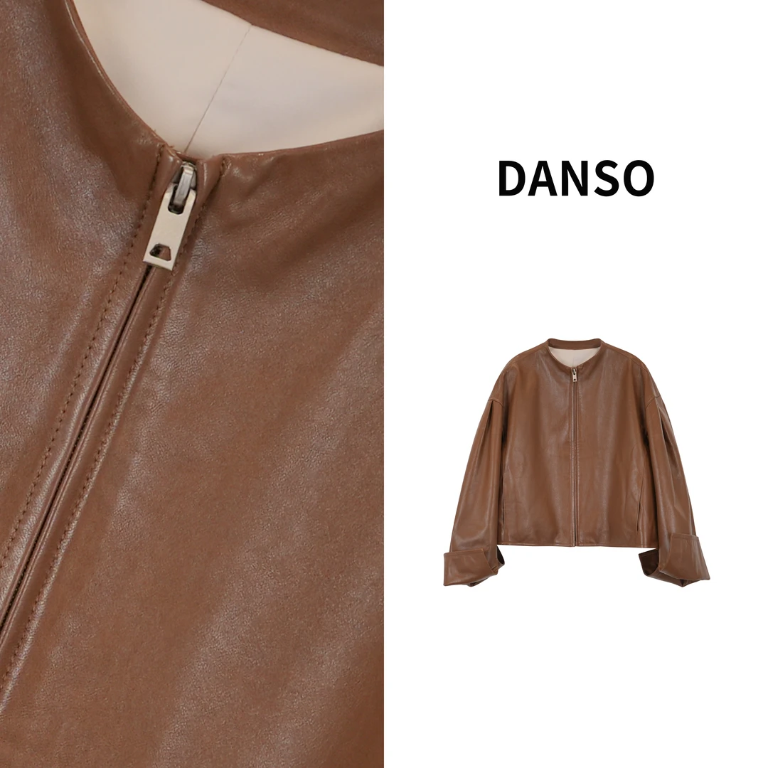 DANSO 【皮衣】秋季新品气质风格时髦显瘦短款外套皮衣99627D