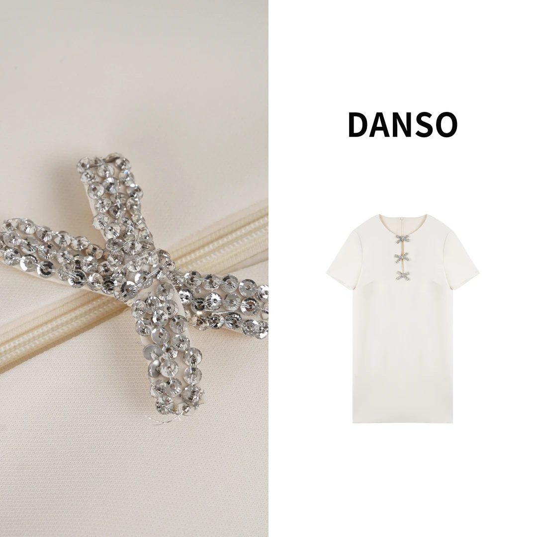 DANSO【伊莎贝拉】玉美华早春穿搭显瘦气质时尚挂扣连衣裙BB2047