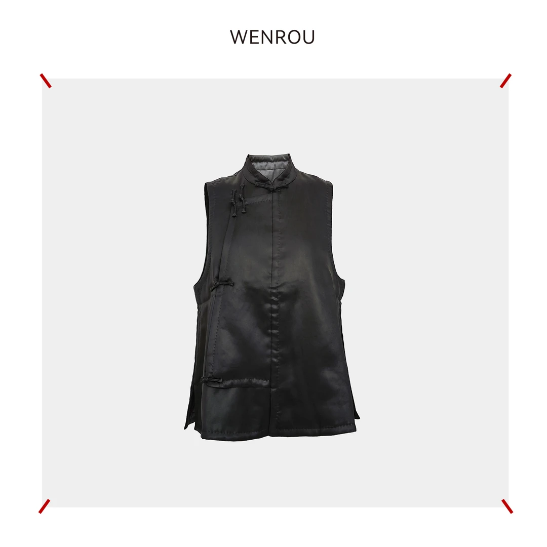 温柔自知 复古盘扣 新中式香云纱真丝马甲235639