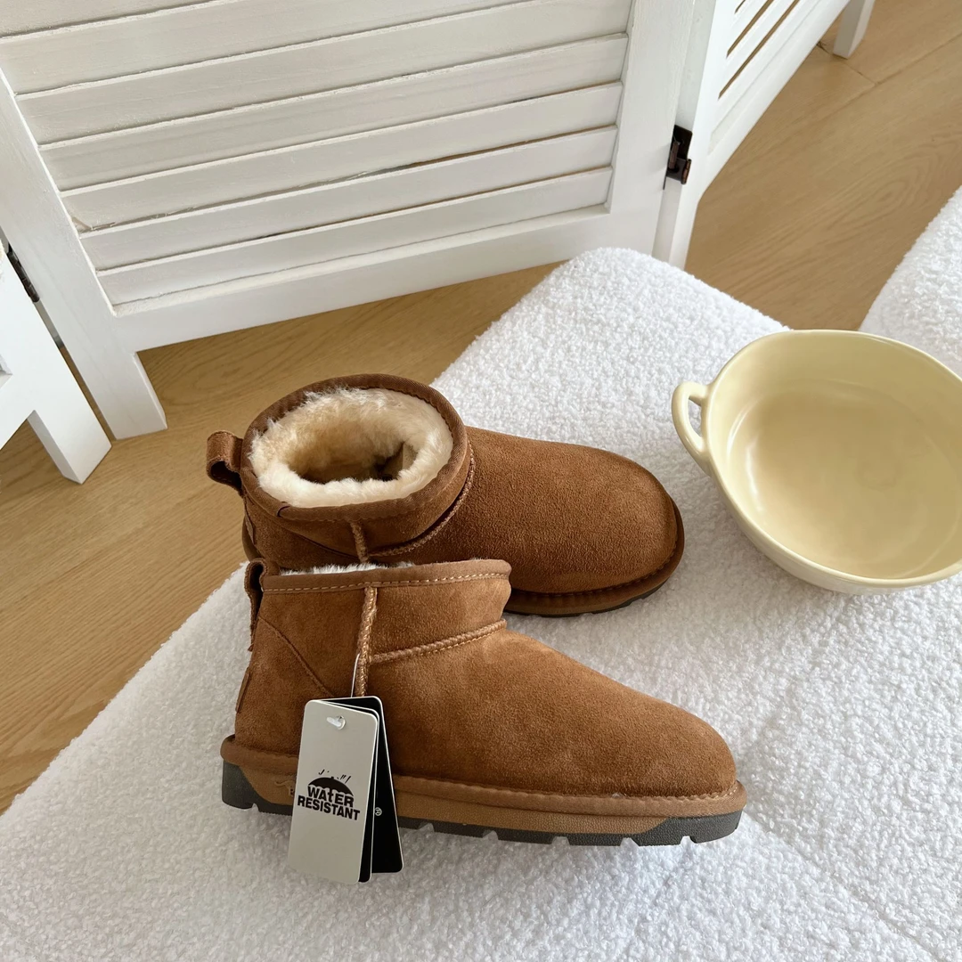 【木易专属】周冬雨同款薄底羊皮毛一体雪地靴 厚底保暖