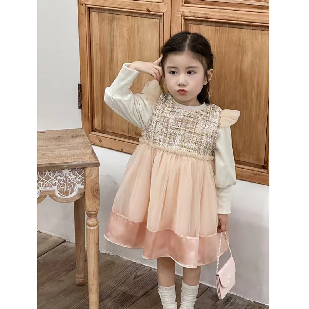 礼服裙 现货FF389女童冬季加绒打底衫连衣裙套装