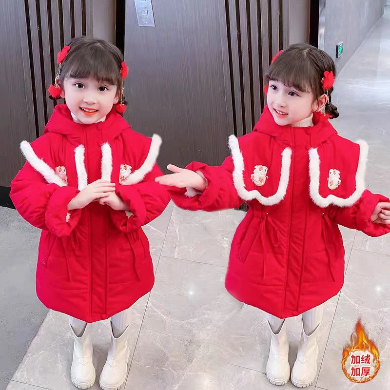 【有色差】现货X165女童冬季加绒夹棉年款棉服外套