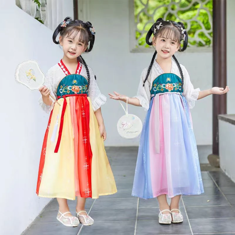 现货X336女童夏季国风汉服连衣裙