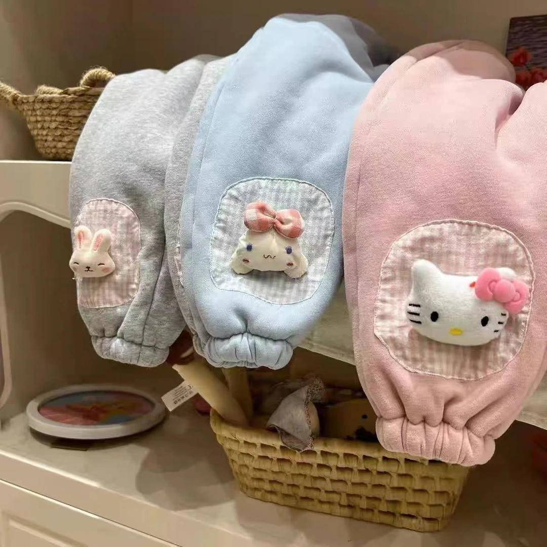 现货FF349女童冬季加绒加厚立体挂饰卫裤宝宝儿童保暖韩版卡通