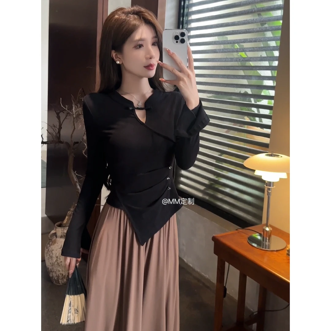 【京都茶会】2024新款秋季显瘦新中式气质上衣A167