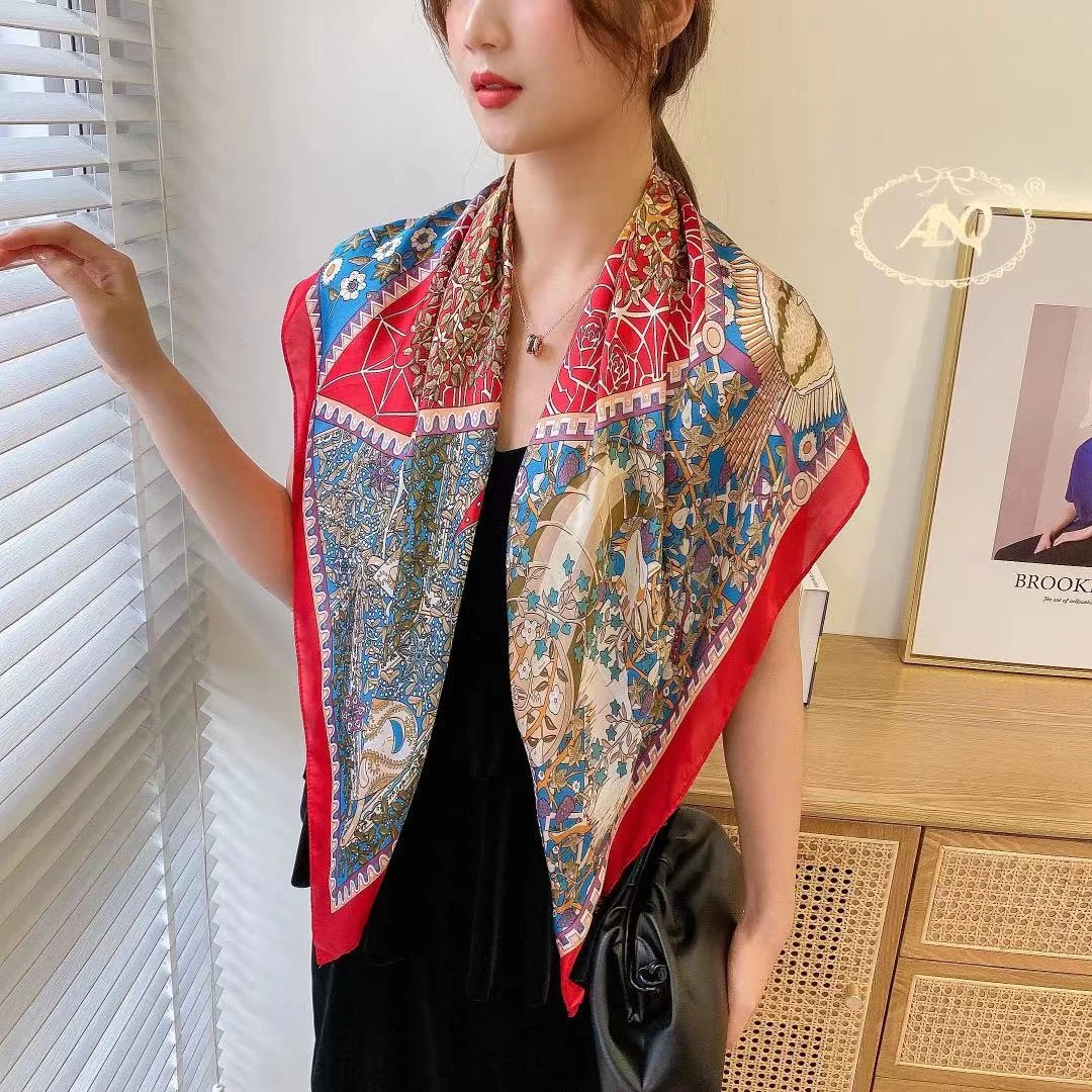 [吉祥如意]90*90女士天丝丽景缎丝巾