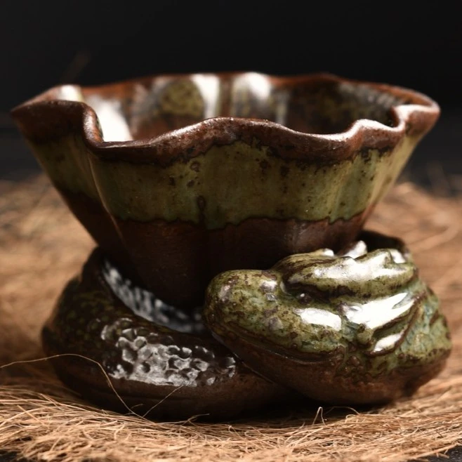 清水柴烧茶漏茶茶滤陶瓷茶宠家用泡茶过滤器一体滤网茶具配件