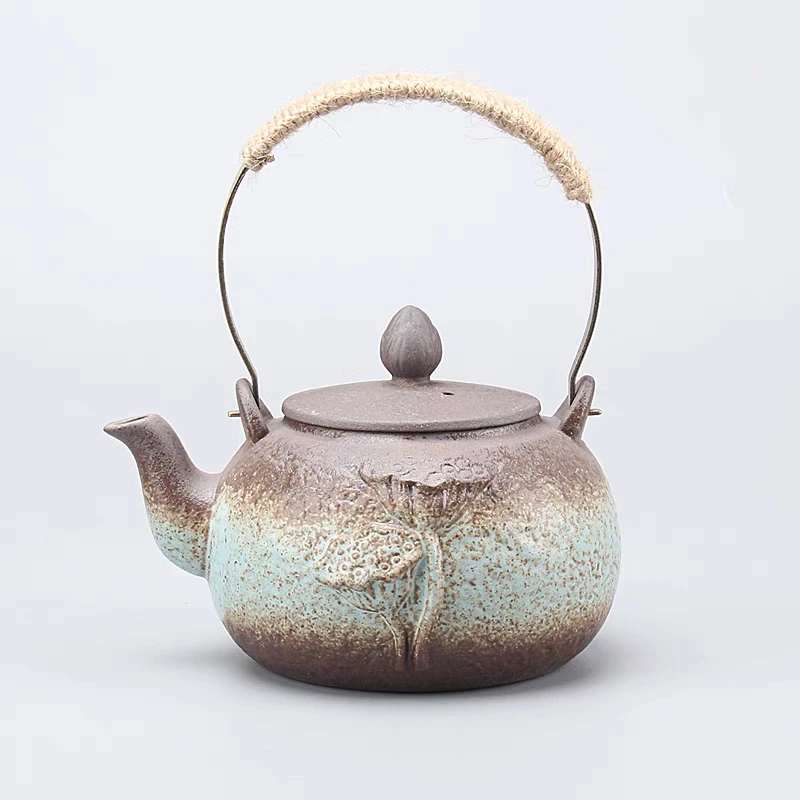 陶壶烧水壶煮茶器电陶炉复古粗陶单壶明火炭炉养生提梁茶壶