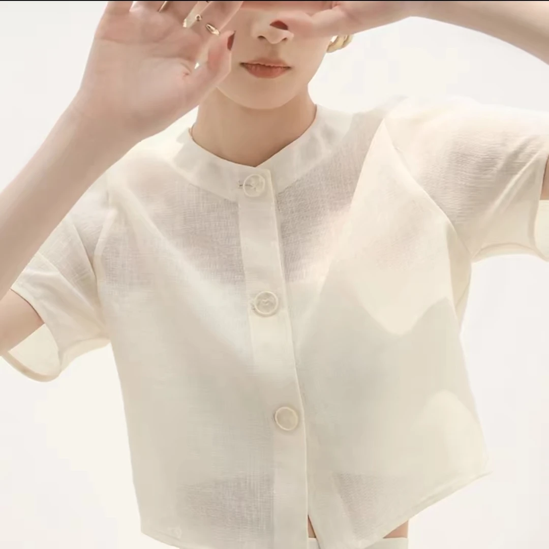 裁剪纸样女圆领短袖小衫24115