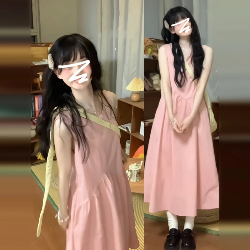 3462无袖吊带背心连衣裙子女装2025新款夏季长裙